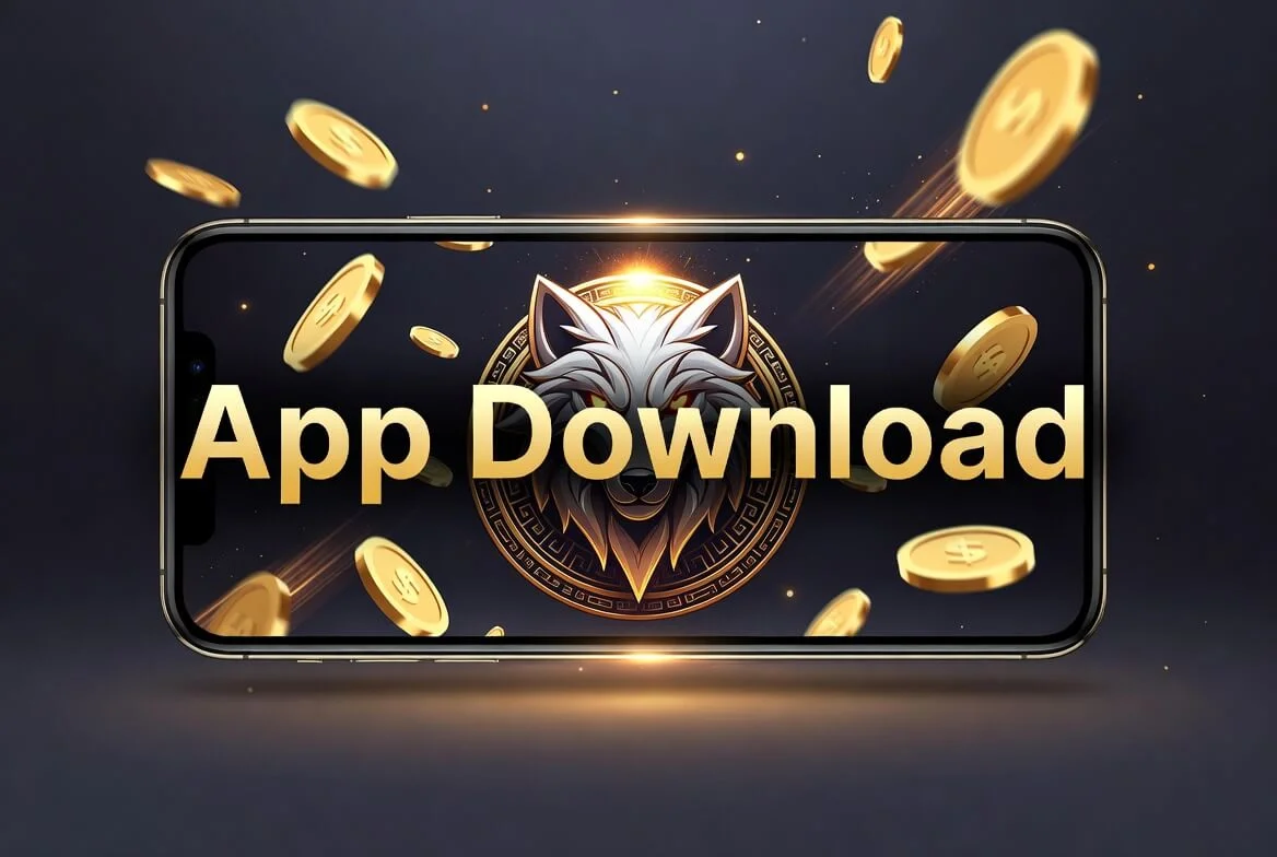 Wolf Winner app download screen for the Android APK on a mobile phone